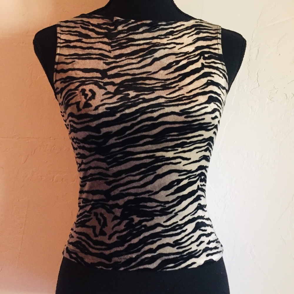 Zebra velvet textured tank top by